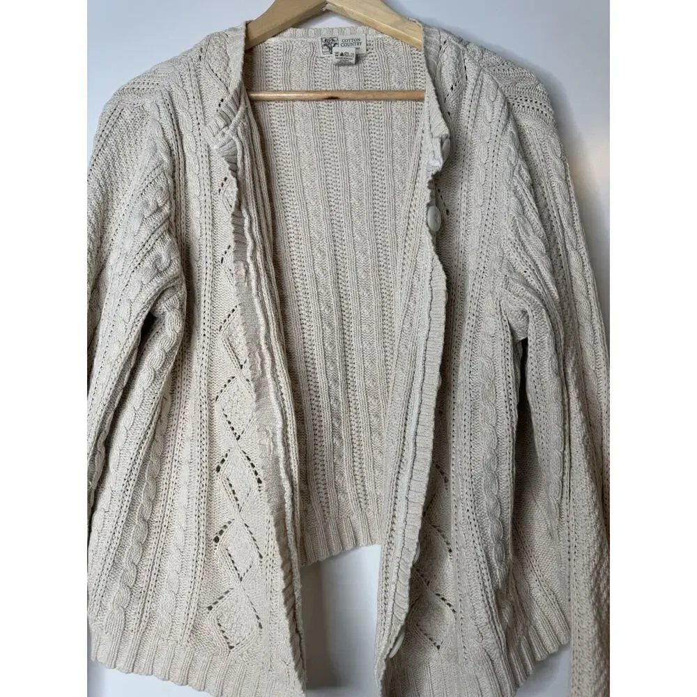 Cotton Country by Parkhurst Sweater Womens Large Chunky Cardigan Sweater Button - Picture 3 of 7